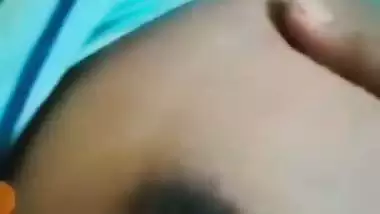 Selfie video call of sexy girlfriend showing nude body