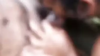 Threesome fucking in jungle by hot Tamil slut