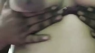 Husband massages wife boobs and sucks in foreplay clip