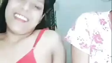 Two girls record their desi lesbian porn during a live show